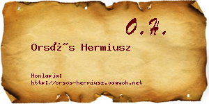 Orsós Hermiusz névjegykártya